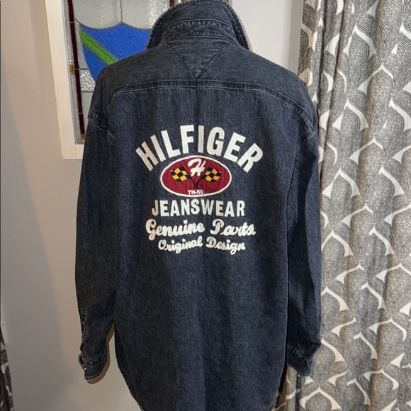 Vintage Tommy Hilfiger Denim Embroidered Button Down Shirt - Picture 1 of 6
